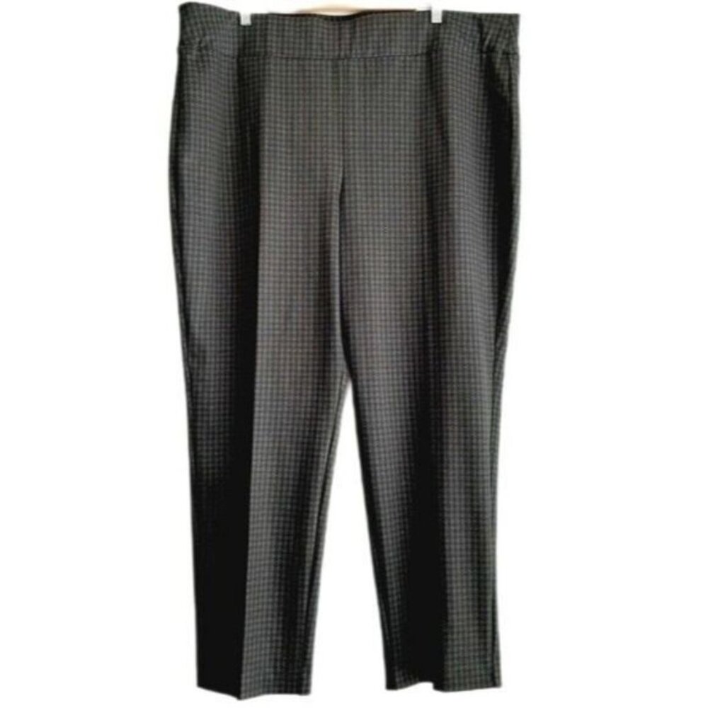 LAURA PLUS / Houndstooth Pull-on Comfy Dress Pants Gray & Black Sz 22